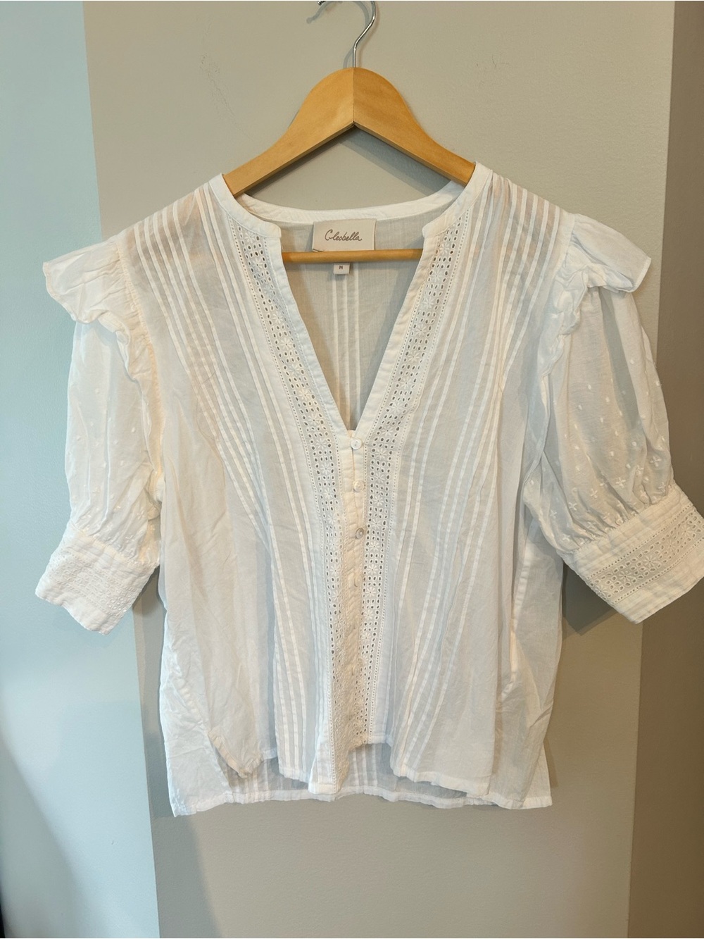 Cleobella White button up eyelet top